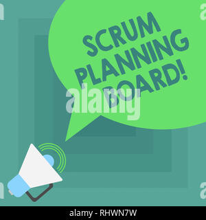 Conceptual hand writing showing Scrum Planning Board. Business photo showcasing visual display of the progress of the Scrum team Megaphone with Sound  Stock Photo