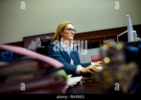 Berlin, Germany. 22nd Jan, 2019. Margarete Koppers, Attorney General of Berlin, sits at her desk in the Berlin Attorney General's Office in her office. (to dpa-Story - Clan Crime in Berlin from 05.02.2019) Credit: Gregor Fischer/dpa/Alamy Live News Stock Photo
