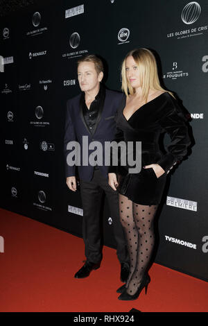 Paris, France. 4th Feb, 2019. Benoît Magimel and Margot Pelletier attend the 14th Crystal Globes Ceremony at Salle Wagram on February 4, 2019 in Paris, France. Credit: Bernard Menigault/Alamy Live News Stock Photo