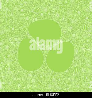 Vector seamless doodle background. Easter invitation card in three eggs shape. Floral Easter frame Stock Vector