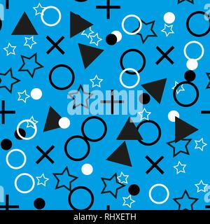 seamless dots modern triangle pattern. blue background geometry circle, star color seamless fabric sample. geometric pattern swatch vector Stock Vector