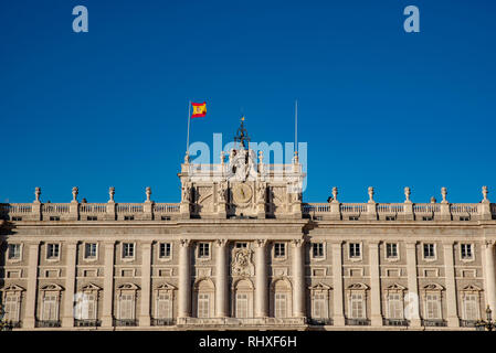 Madrid, Spain; February 2019: Very nice view of the Royal Palace in Madrid in a beautiful winter day, Spain Stock Photo