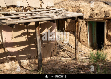 Dilapidated adobe buildings in Ranchos de Taos, New Mexico, USA Stock Photo