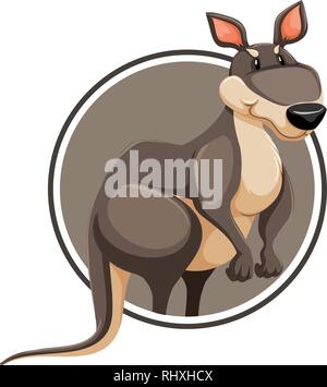 A kangaroo on circle template illustration Stock Vector