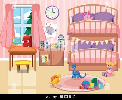 A kid bedroom background illustration Stock Vector
