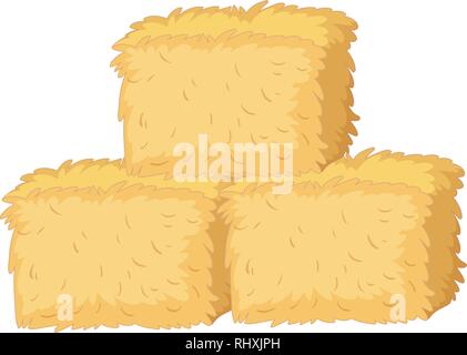 Bales of straw on white background illustration Stock Vector