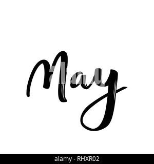 May Month. Ink Hand Drawn Lettering. Modern Dry Brush Typography Stock 