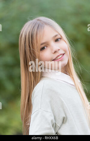 Little Girl Smile With Long Blond Hair Child With Cute Face