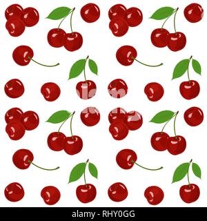 Cherry isolated vector illustration. Cherry background. Seamless pattern Stock Vector