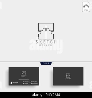 Vector flat construction company brand design template. Building, business company and architect bureau insignia, logo illustration isolated on white  Stock Vector