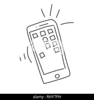 Smartphone vector doodle icon isolated on white, hand drawn sketchy style Stock Vector
