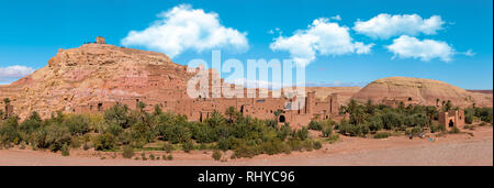 Ait Ben Haddou (Ait Benhaddou) is a fortified city on the former caravan route. Near Ouarzazate and the Sahara desert and Marrakech in Morocco. Stock Photo