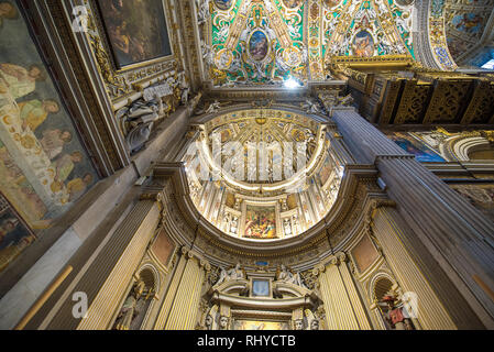 Inside Interior of Basilica di Santa Maria Maggiore. The church is Romanesque architecture in Citta Alta, Bergamo, Italy Stock Photo