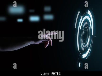 Digital Touch Hologram User Interface Technology Concept Stock Photo