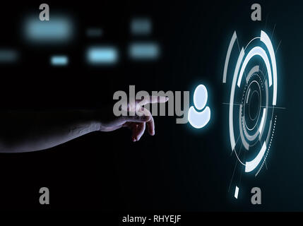 Profile Setting Digital Touch Hologram User Interface Technology Concept Stock Photo