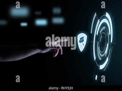 Security System Digital Touch Hologram User Interface Technology Concept Stock Photo