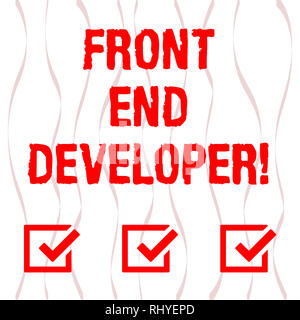 Handwriting text Front End Developer. Concept meaning computer programmer codes and creates visual elements Vertical Curved Ribbon Strip Twisted Sash  Stock Photo