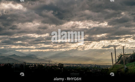 Cloudy sky  over the valley. Armenia, Quindio, Colombia. Stock Photo