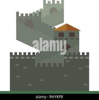The great Wall of China icon. Flat design. Part of ancient oriental ...