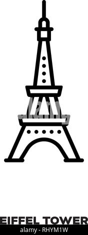 Eiffel Tower at Paris, France, vector line icon. International landmark and tourism symbol. Stock Vector