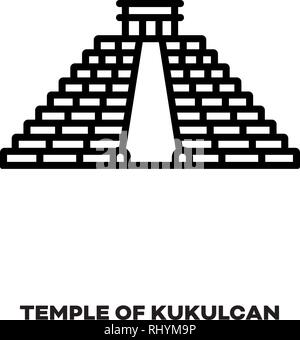 Temple of Kukulcan aka El Castillo at Chichen Itza, Mexico, vector line icon. International landmark and tourism symbol. Stock Vector