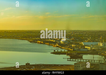 Aerial view of industrial port of montevideo city Stock Photo
