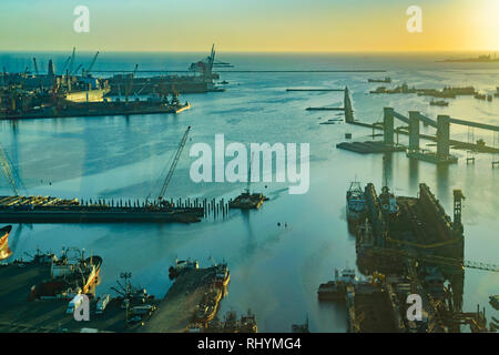 Aerial view of industrial port of montevideo city Stock Photo