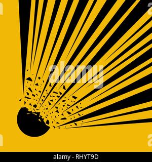 Explode Flash, Cartoon Explosion. International Pressurized Cylinder Hazard Symbol, Yellow Warning Dangerous icon Stock Vector