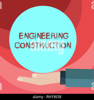 Text sign showing Engineering And Construction. Conceptual photo applying technical knowledge to infrastructure Hu analysis Hand in Suit Offering Blan Stock Photo