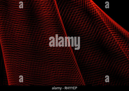 Abstract curved shapes of red color on black background. Abstract design Stock Photo
