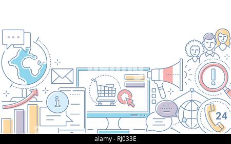 Digital marketing - modern line design style illustration Stock Vector