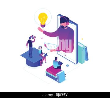 Online education - modern colorful isometric vector illustration Stock Vector