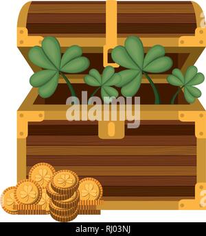 Vector image of an open chest with gold coins. EPS 10. Isolated on ...