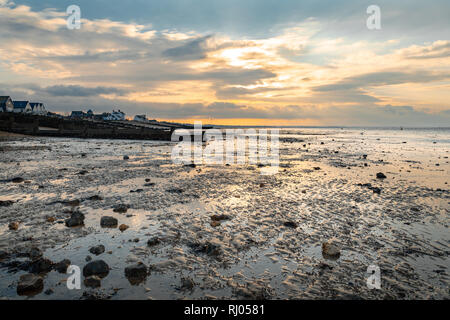 Whitstable Beach at sunset, Kent, England, UK Stock Photo