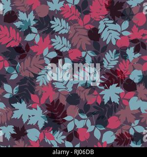 Seamles natural pattern. Colorful leaf collection background. Stock Vector