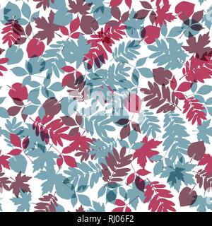 Seamles natural pattern. Colorful leaf collection background. Stock Vector
