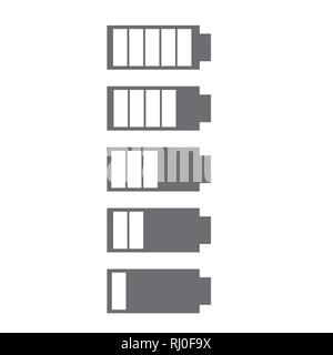Vector battery icon. Charge from high to low. plug and lightning icon. eps 10. Stock Vector