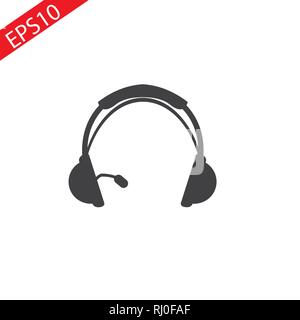 Vector headphones icon. Black symbol silhouette isolated on modern gradient background. eps 10. Stock Vector