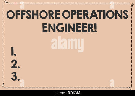 Handwriting text Offshore Operations Engineer. Concept meaning Supervising oil and gas operations in the rig Broken Dashed Cut Lines with Scissors pho Stock Photo