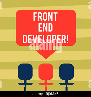 Text sign showing Front End Developer. Conceptual photo computer programmer codes and creates visual elements Blank Space Color Arrow Pointing to One  Stock Photo