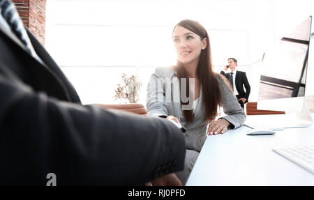 business people shaking hands with each other. Stock Photo