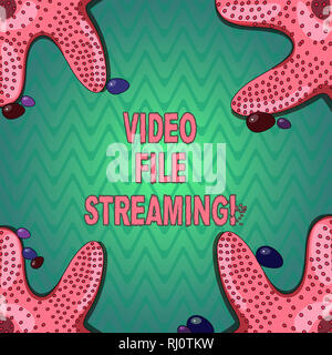 Handwriting text writing Video File Streaming. Concept meaning video be viewed online without being downloaded Starfish photo on Four Corners with Col Stock Photo