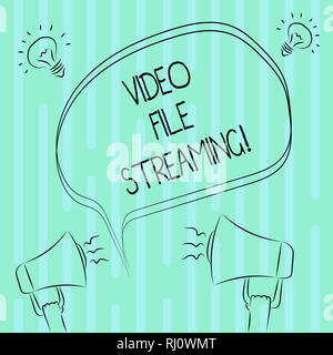 Word writing text Video File Streaming. Business concept for video be viewed online without being downloaded Freehand Outline Sketch of Blank Speech B Stock Photo