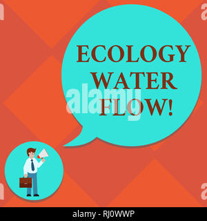 Handwriting text Ecology Water Flow. Concept meaning system for analysisaging quantity timing and quality of water Man in Necktie Carrying Briefcase H Stock Photo