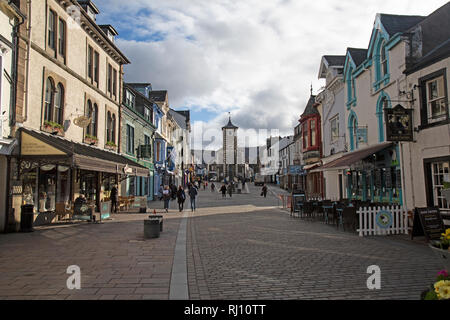 Main Street in Keswick town centre in the lake district Cumbria UK ...