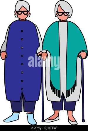 cute grandmothers couple avatars characters vector illustration design Stock Vector