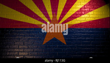 Arizona flag painted on the brick wall. 3d illustration. Phoenix Stock Photo