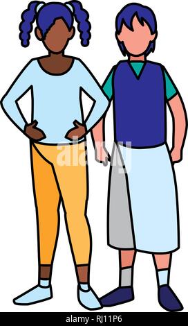 young interracial couple avatars characters vector illustration design Stock Vector