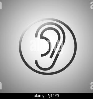 black ear icon isolated on grey background Stock Photo