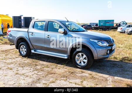 Samara, Russia - September 23, 2018: New car Mitsubishi L200 parked on the field for test driving Stock Photo